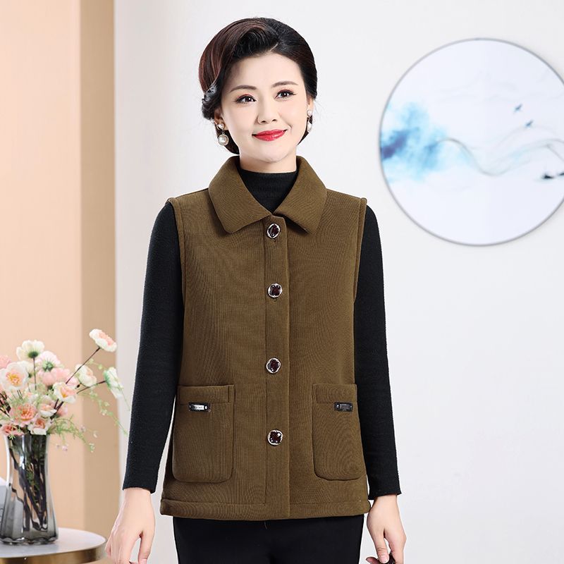 Mother's Thickened Corduroy Veet Padded Loose Vests