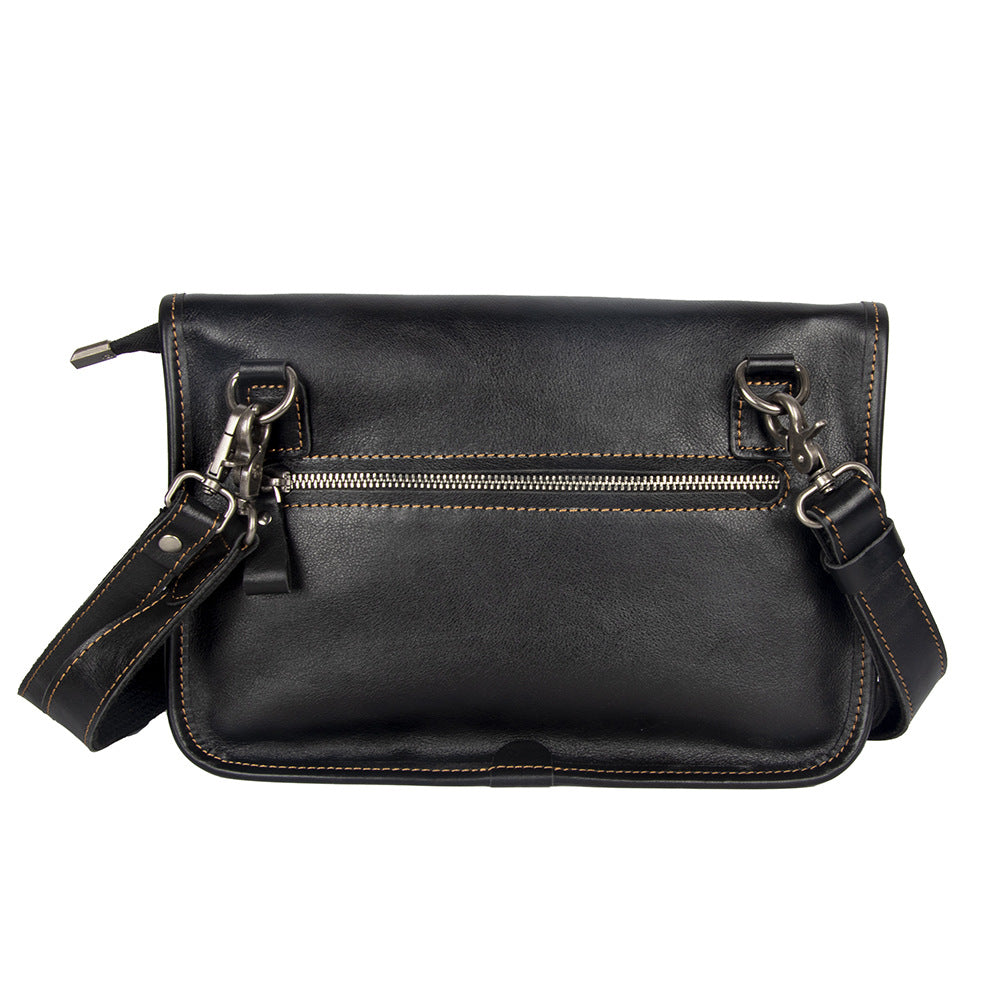 Men's Layer Cowhide Fashion Genuine Leather Trendy Men's Messenger Bags