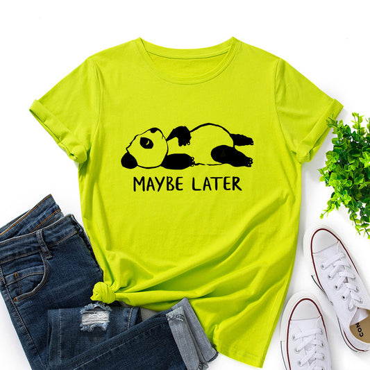 Women's Leisure Panda Printing Loose Round Neck Shorts