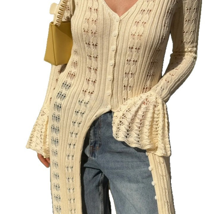Women's Ruffled Idle Style Outer Flared Sleeve Coats