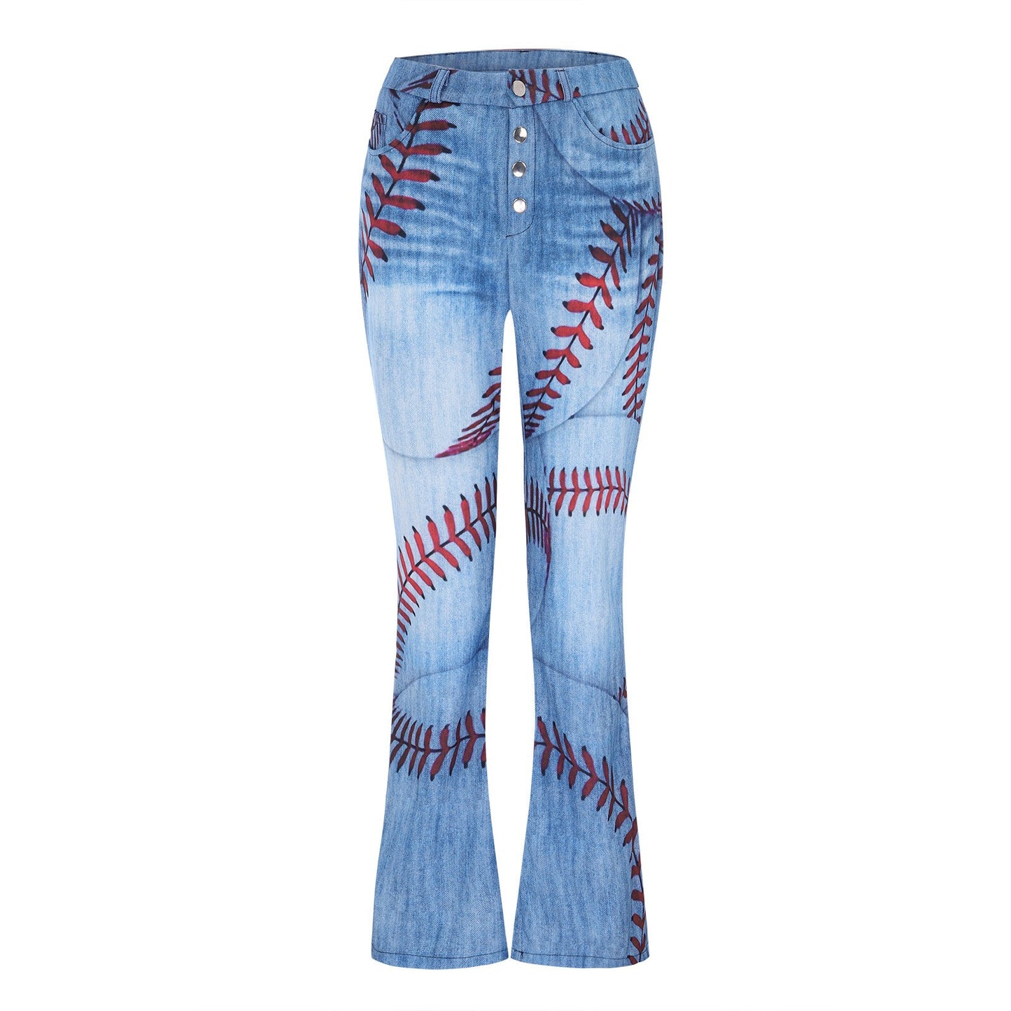 Elegant Slimming Digital Printing Imitation Denim Women's Jeans
