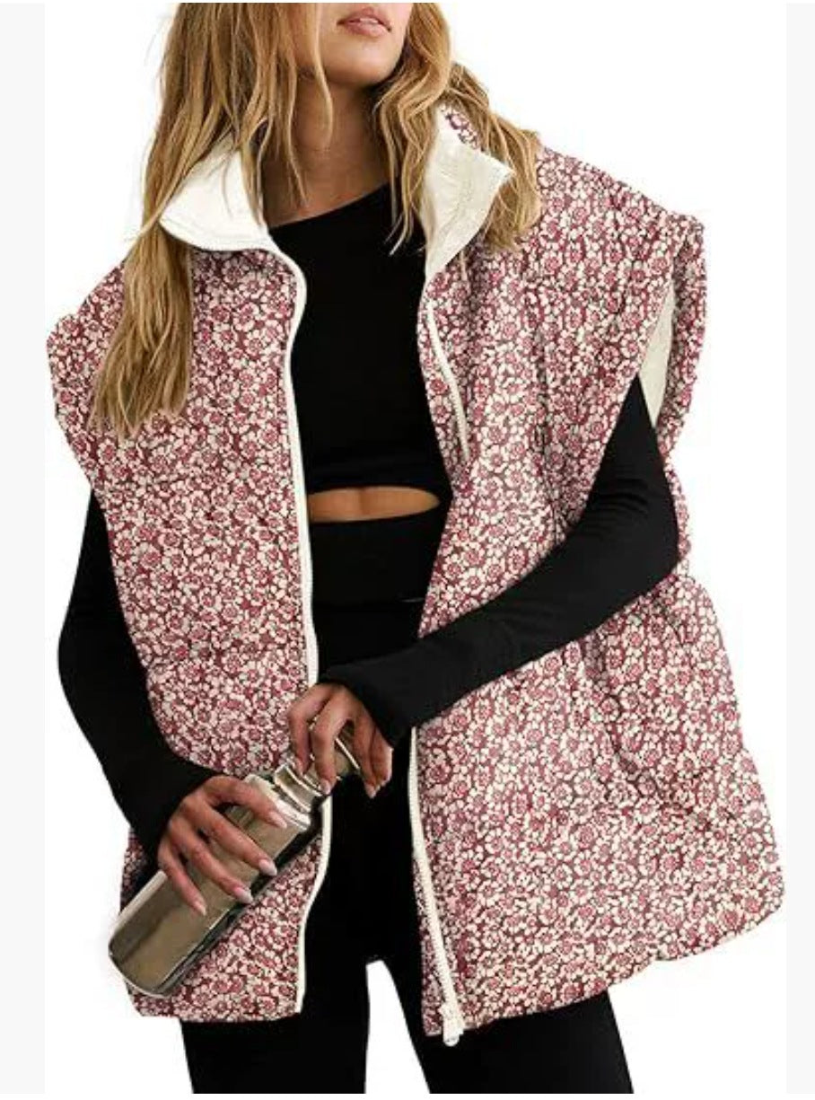 Women's Fashion Solid Color Zipper Pocket Stand-up Vests