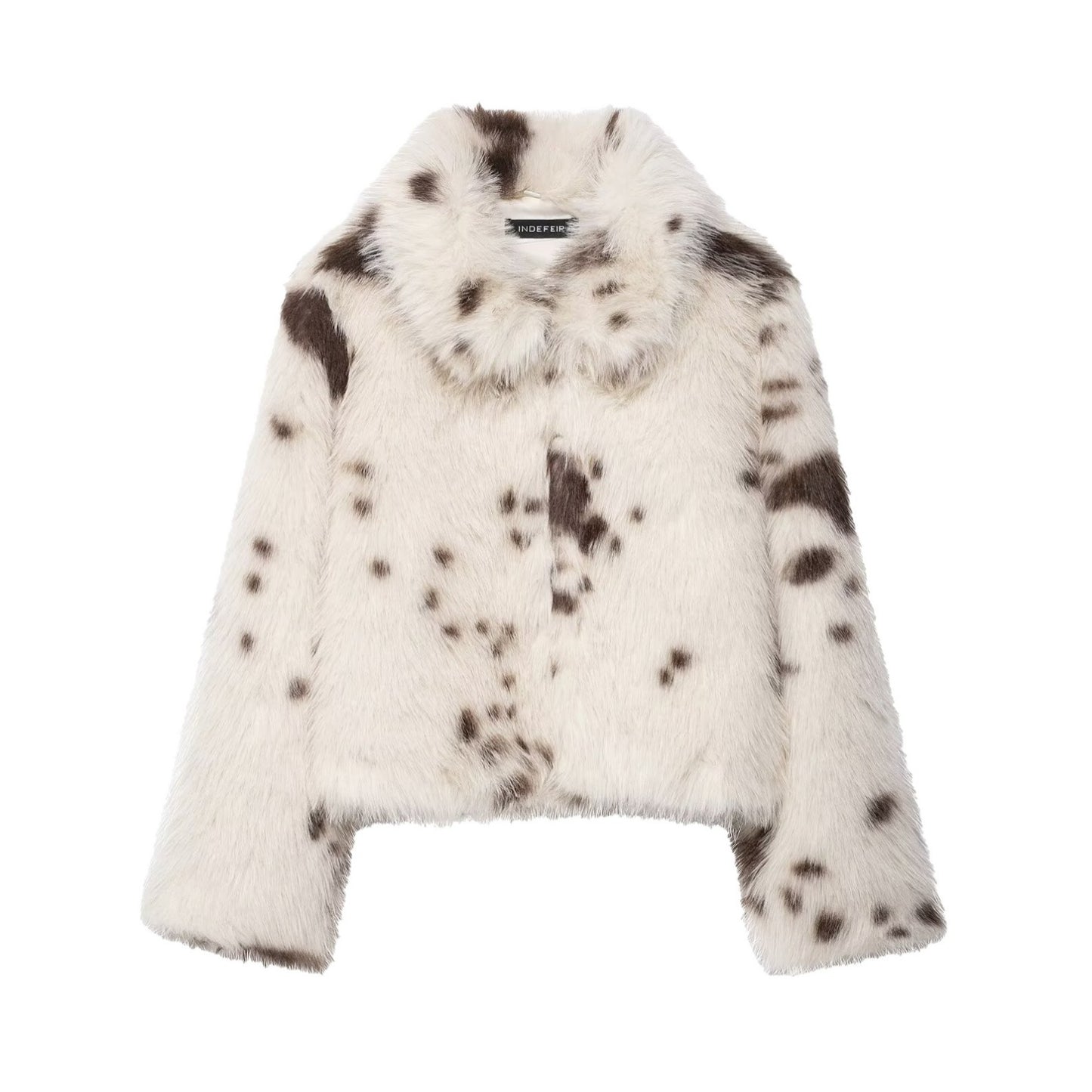 Women's Artificial Fur Effect Animal Pattern Coats