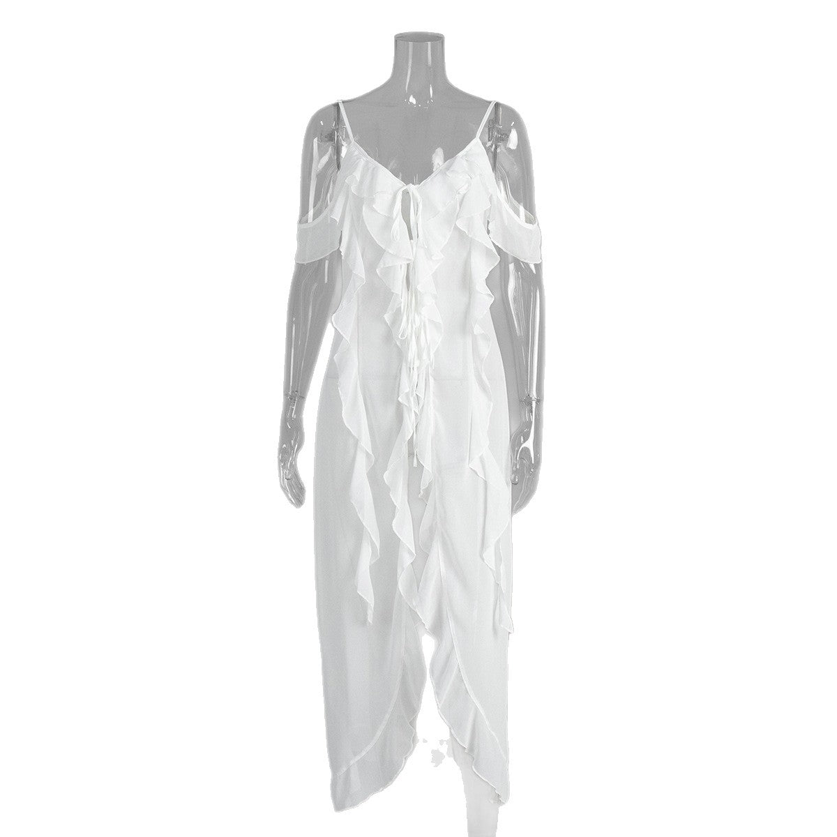 Women's Break Tea Sexy Suspender Dress Summer Ruffled Dresses