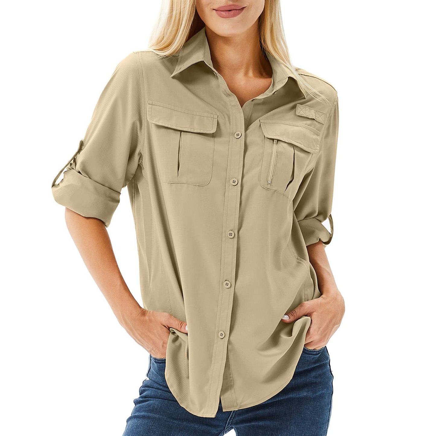 Women's Half Sleeve Outdoor Hiking Fishing Sun Protection Blouses