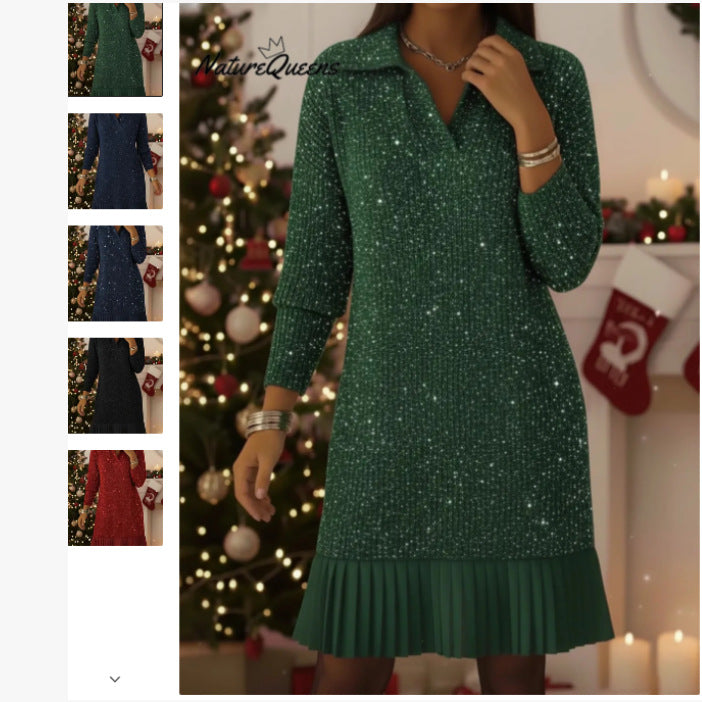 Autumn Casual Long-sleeved Collar Dress Broken Dresses