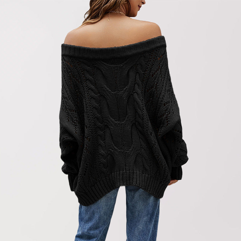 Women's Large Loose Solid Color Pullover Sweaters
