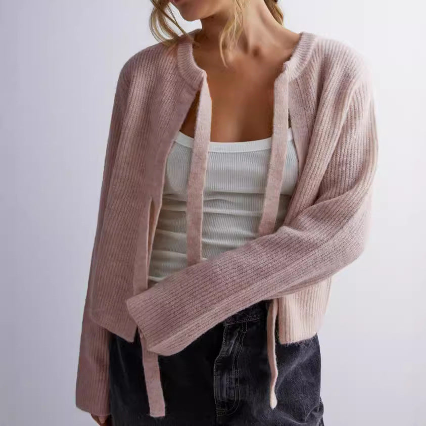 Women's Classy Pure Color Tied Loose Sweaters