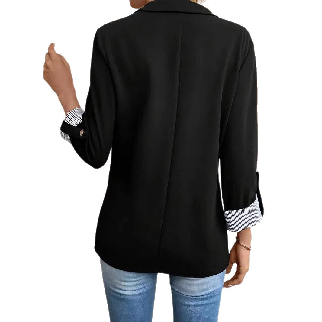 Women's Fashion Casual Button Cropped Sleeve For Small Suit