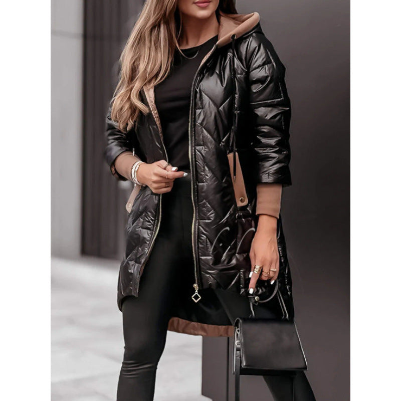 Loose Long Sleeves Solid Color Zipper Coats