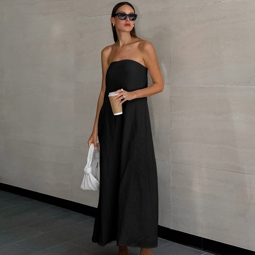 Women's Design Simple Dress Slim Fit Graceful Tube Solid Dresses