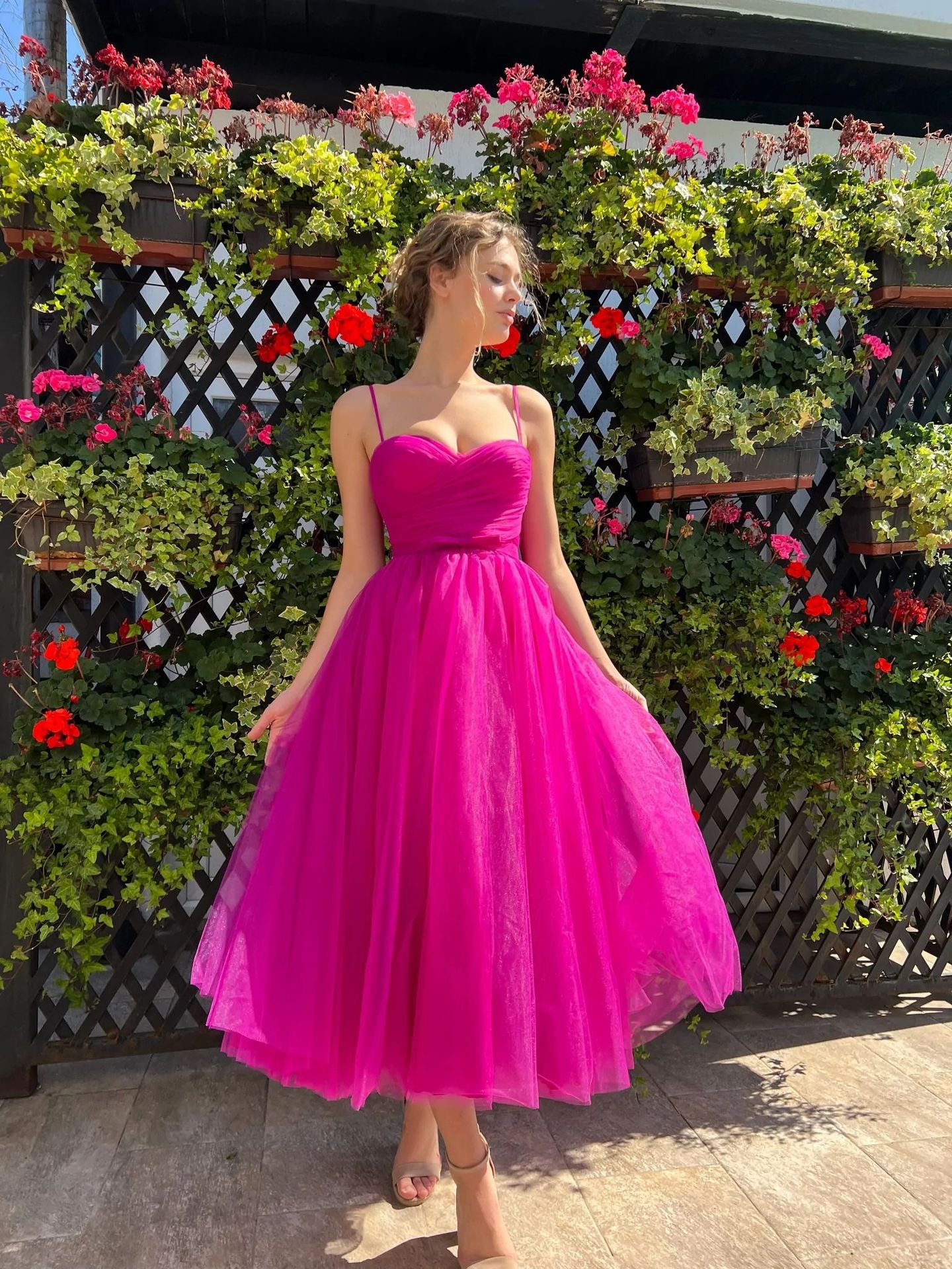Women's Sling Solid Color Dress Midi Dresses