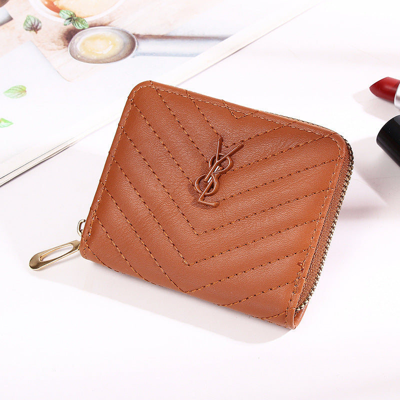 Women's Short Solid Color Summer Button Zipper Coin Purses
