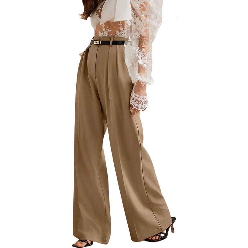 Women's Casual High Waist Temperament Commute Straight Pants