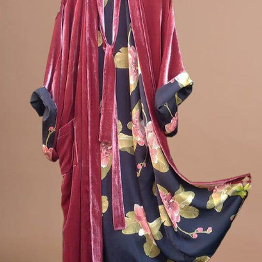 Veet Belt Satin Digital Flower Dress Dresses