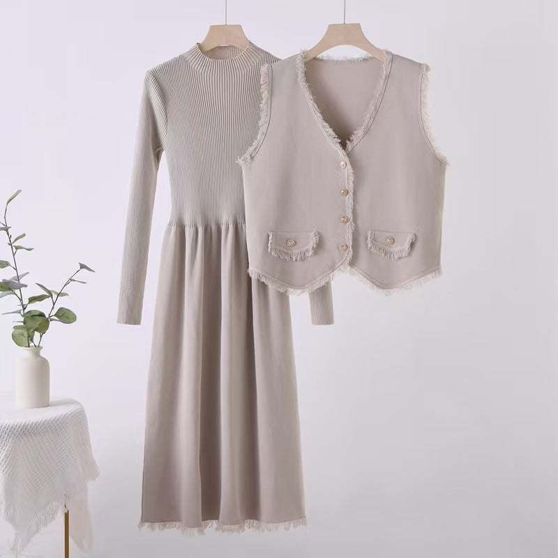 French Tassel Classic Style Dress Two-piece Suits