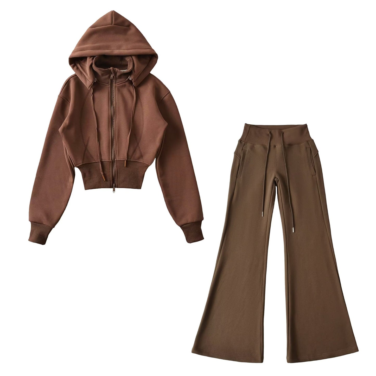 Women's Fleece-lined Thick Flared Casual Mopping Waist Pants