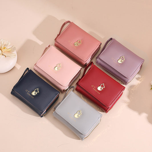 Women's Tri Fold Short Fashion Clutch High Ladies Wallets