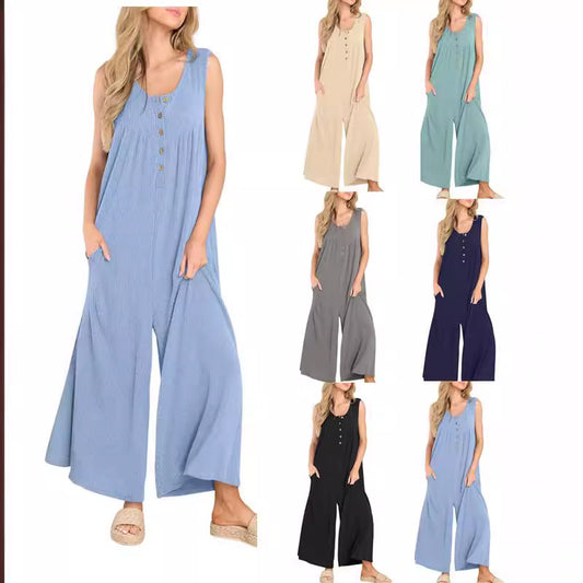 Attractive Slouchy Women's Fresh Casual Pocket Women's Jumpsuit/clothing