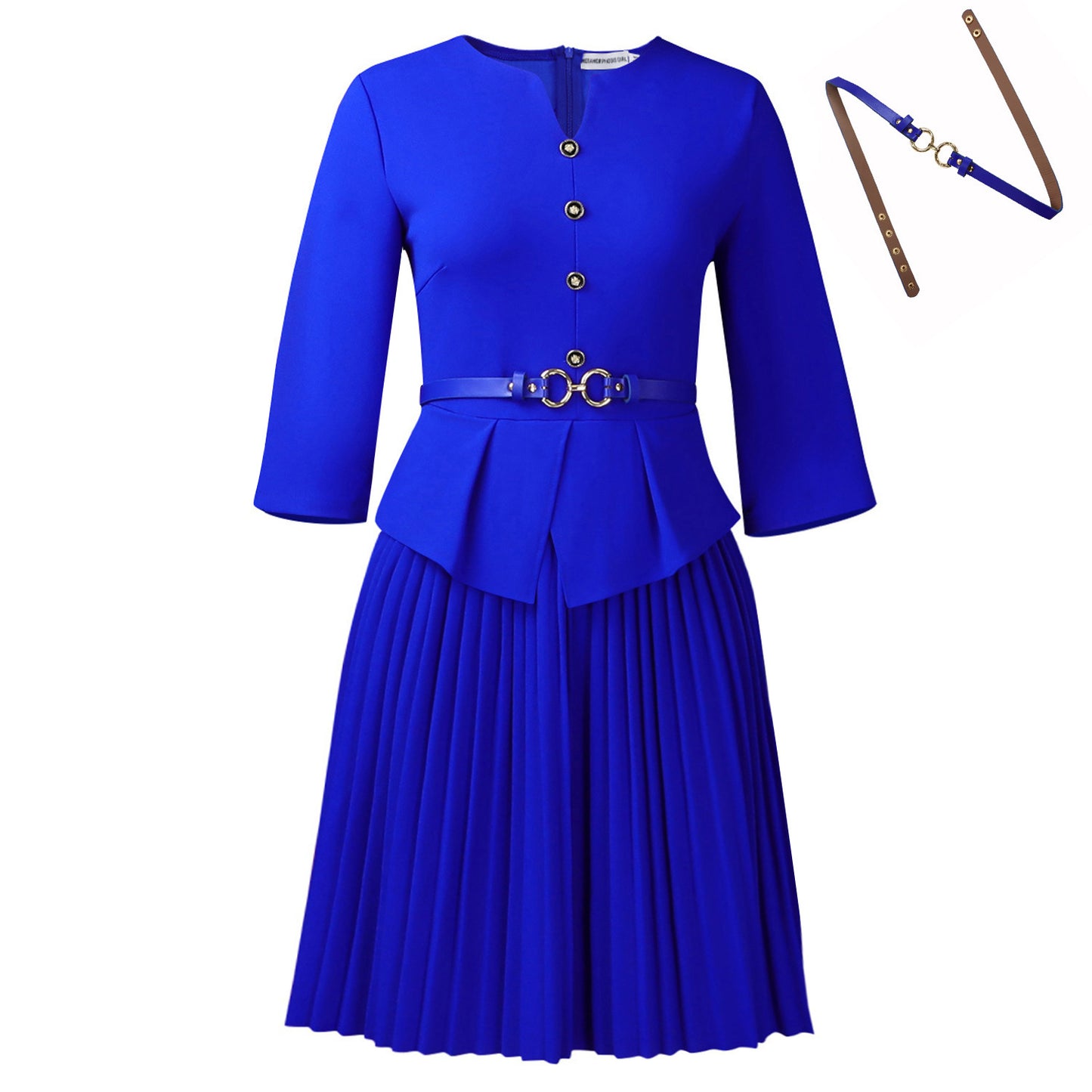 Women's Three-quarter Sleeve Fashionable Elegant Pleated Dress