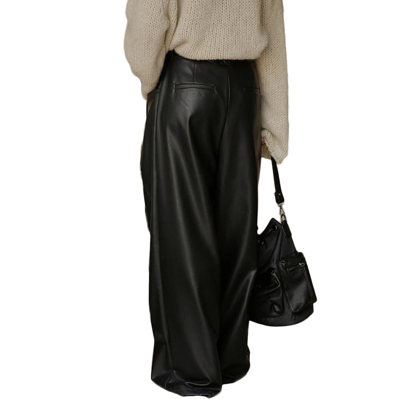 Women's Fashion Casual Leather Floor Now Pants
