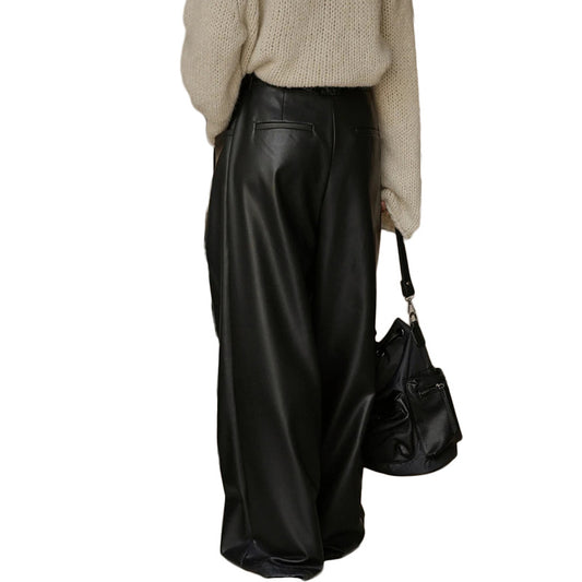 Women's Fashion Casual Leather Floor Now Pants