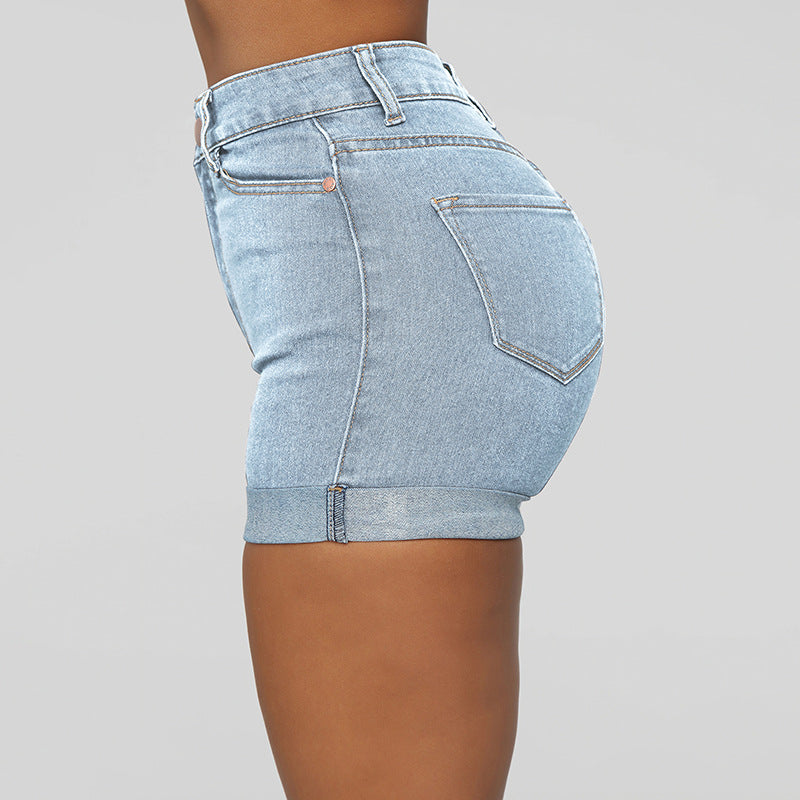 Women's Fashionable Simple High Elasticity Denim Super Shorts