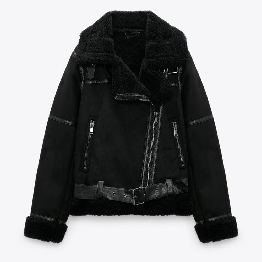 Women's Original Autumn Fur Integrated Motorcycle Coats