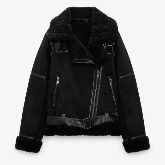 Women's Original Autumn Fur Integrated Motorcycle Coats