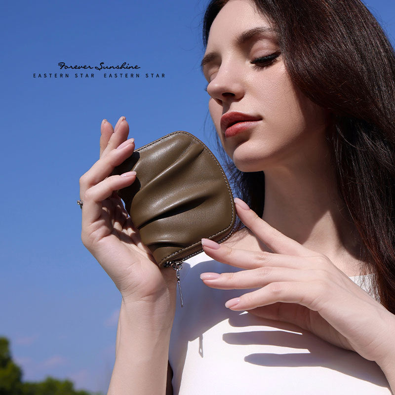 Women's Ruffle Simple Cute Compact Pure Color Ladies Wallets