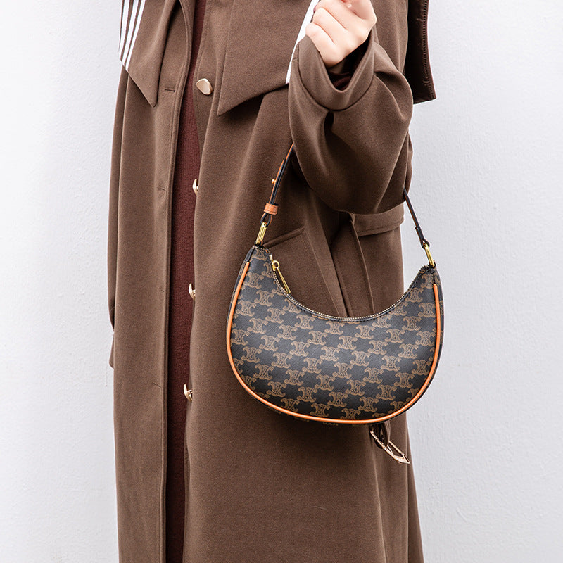 Popular Arc Presbyopic Pea Cowhide Splicing Armpit Bags