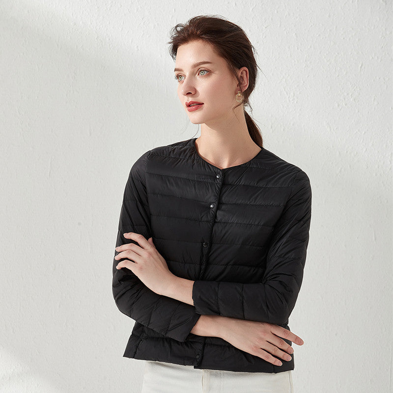 Women's Neck Slim Fit Large Collarless Long Jackets
