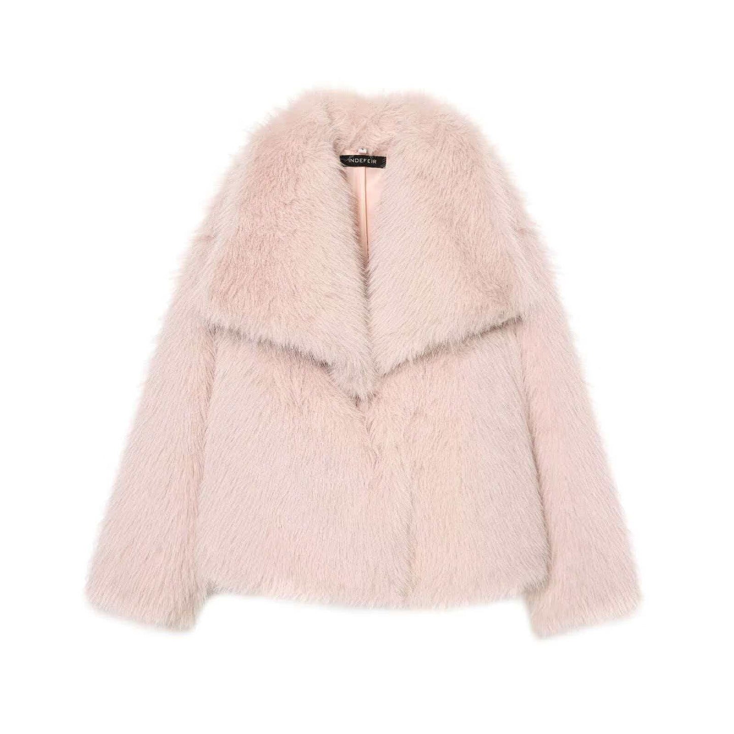 Women's Graceful Fluffy Dyed Pointed Lapel Furry Coats