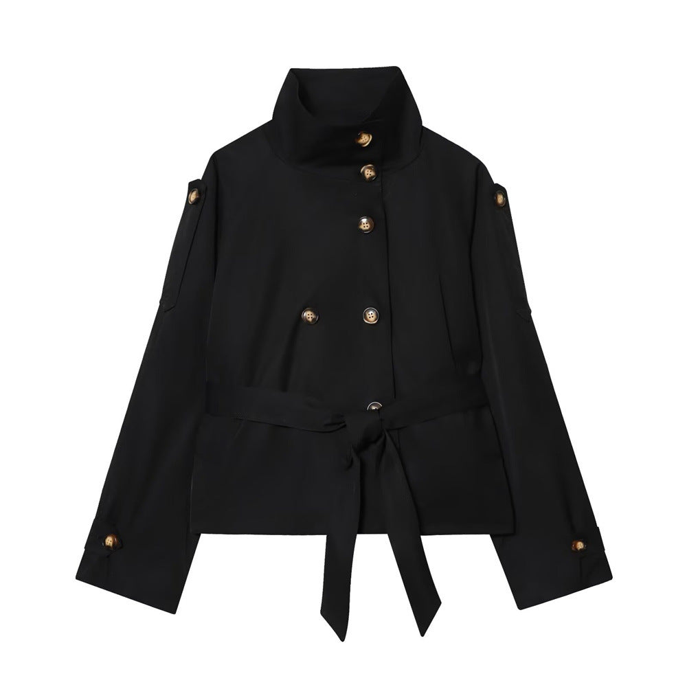 Women's Fashion Trench Double-breasted Stand Collar Autumn Jackets