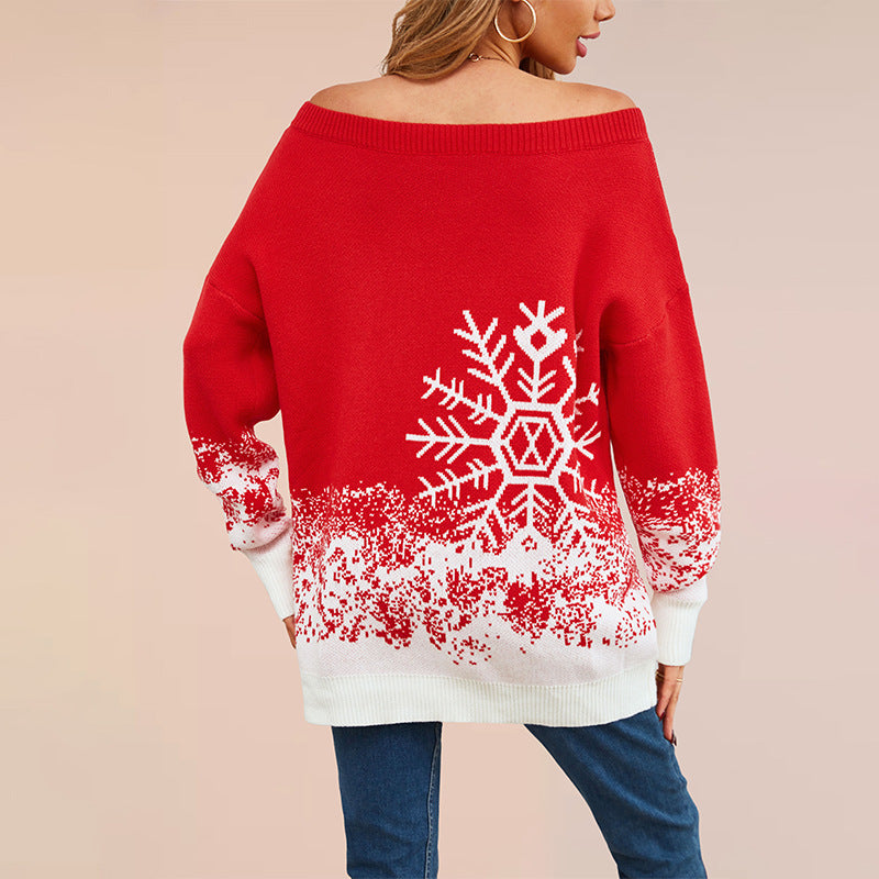 Women's Charming Little Snowflake Christmas Casual Sweaters
