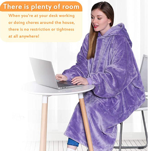 Women's Thread Flannel Thickened Warm Hooded Long Women's Sweater, Sweater
