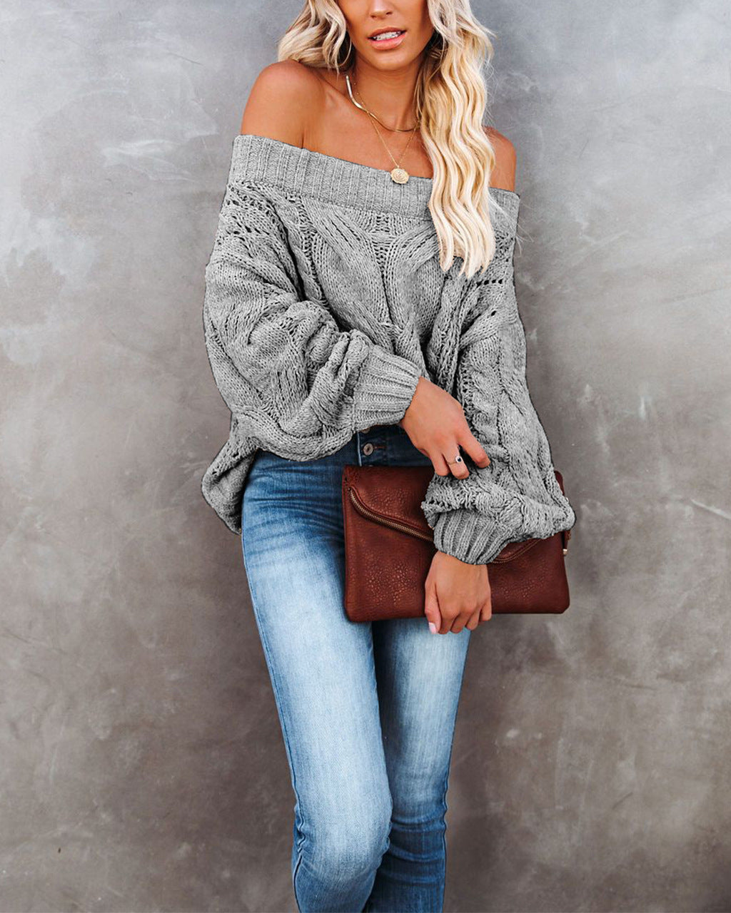 Women's Unique Loose Solid Color Pullover Sweaters