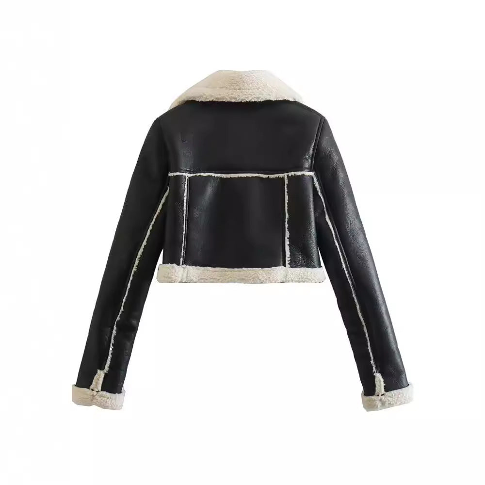 Double-sided Loose Collar Zipper Ornament Fur Jackets