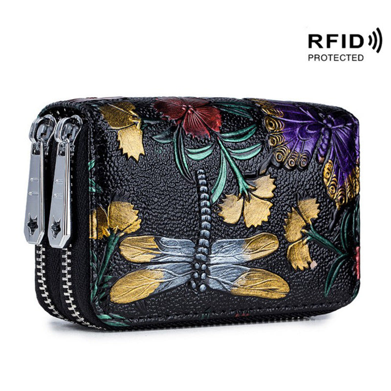 Women's Cowhide Large Capacity Multiple Slots Scanning Purses