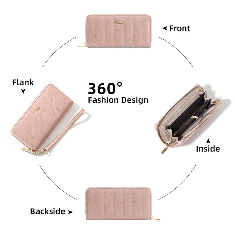 Fashion Long Design Zipper Leather Large Handbags