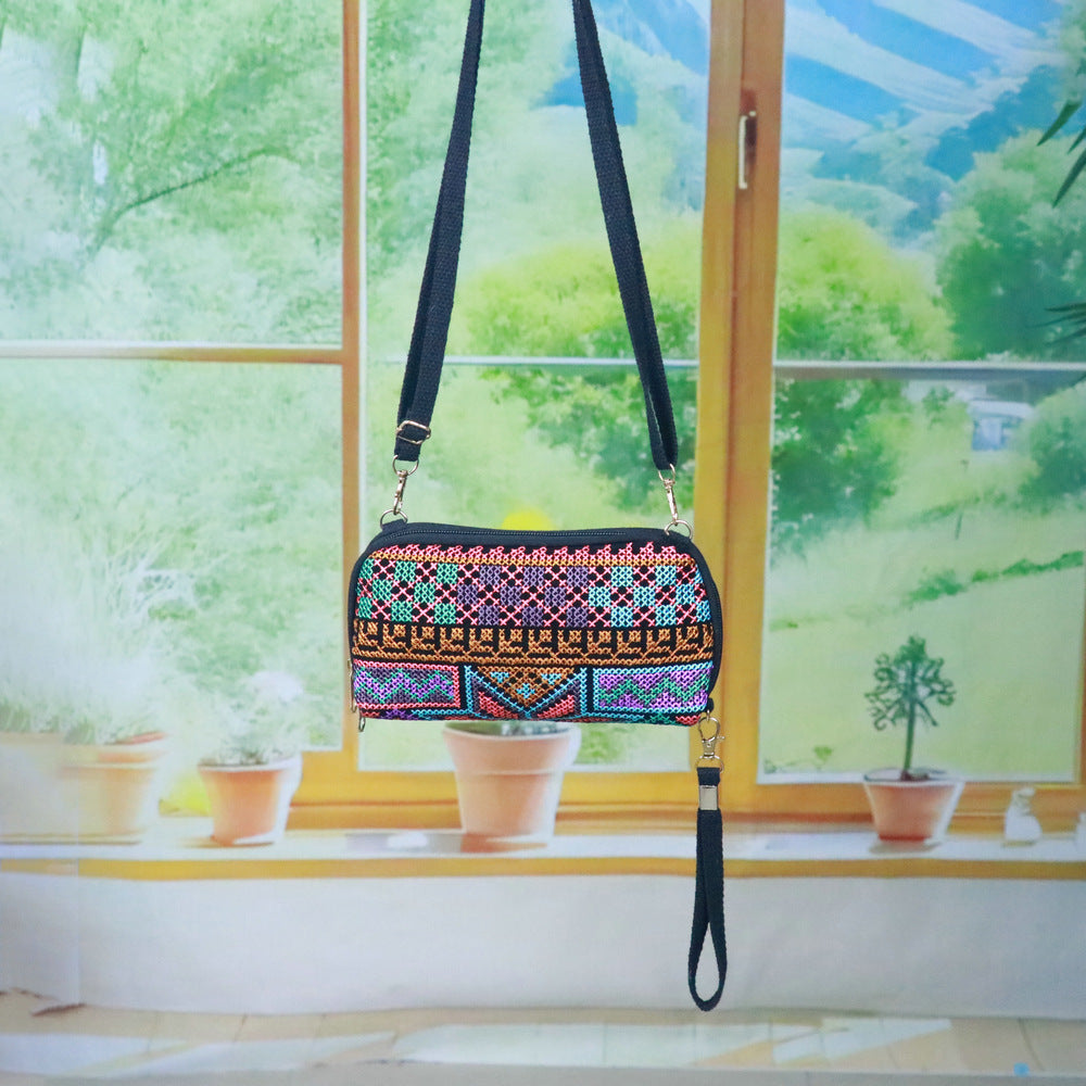 Ethnic Style Handmade Cross Stitch Mobile Female Fashion Phone Bags