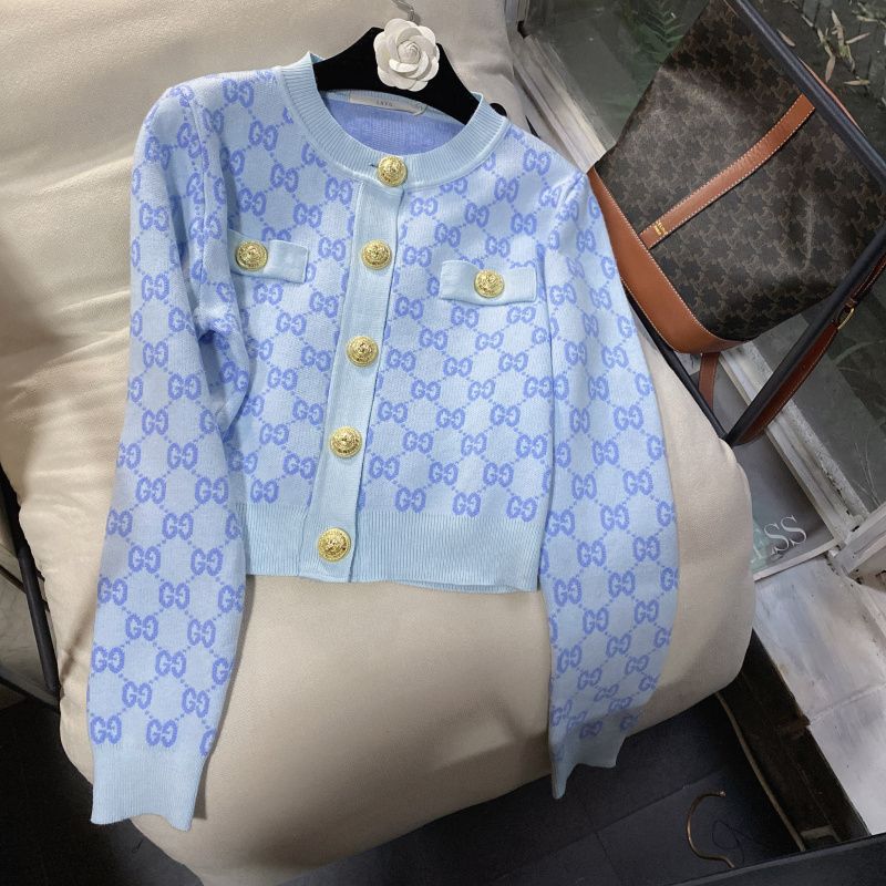 Women's Classic Style Letter Printed Metal Buckle Sweaters