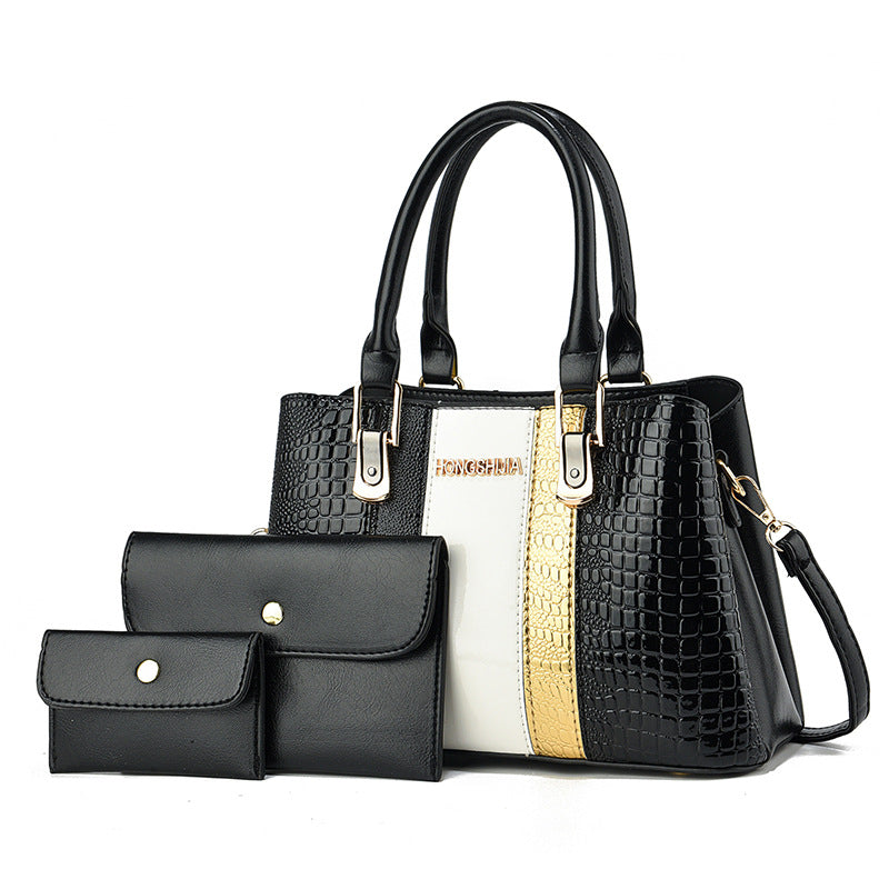 Women's Fashion Patchwork Three-piece Set Versatile Practical Handbags