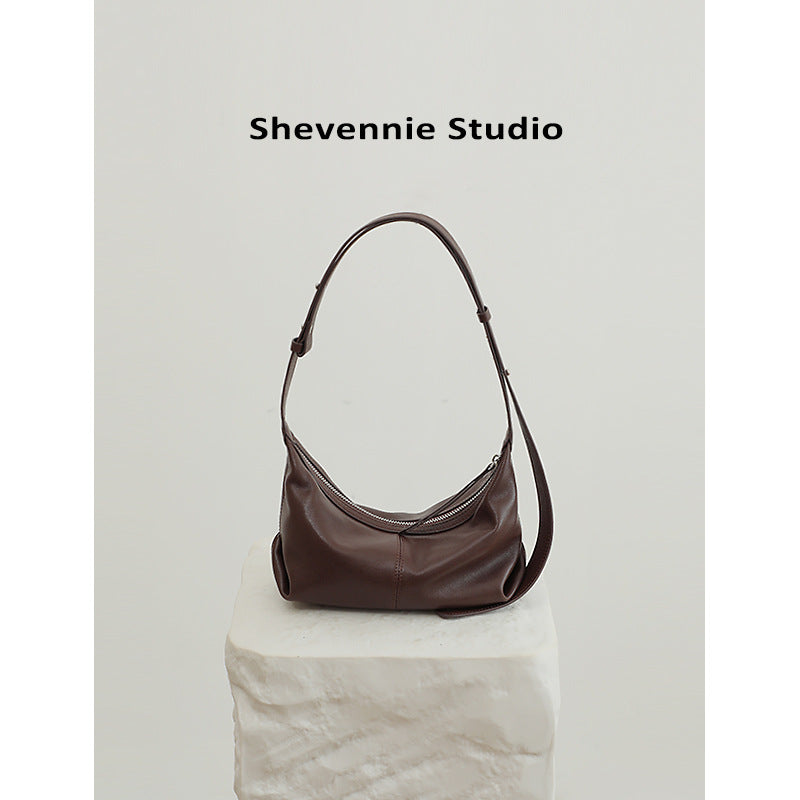 Women's Niche Cowhide Underarm One Genuine Leather Armpit Bags