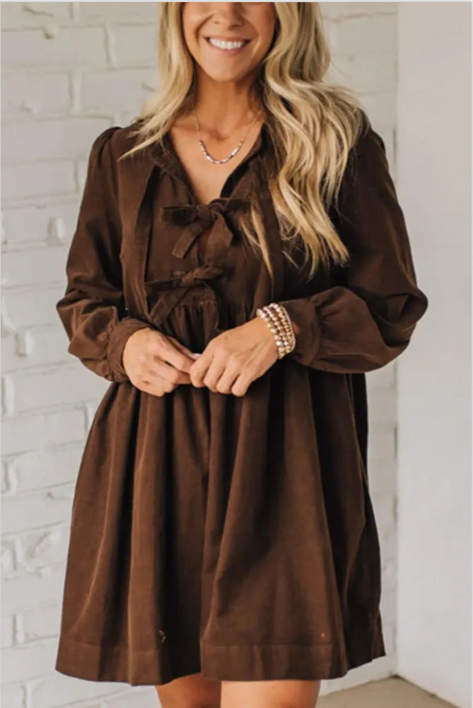 Women's Color Chest Puff Sleeve Fashion Elegant Dresses