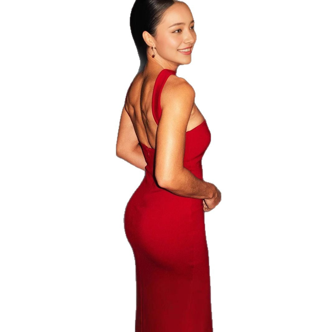 Women's Wear Halter Elastic Bandage Long Elegant Slim Fit Backless Solid Skirts