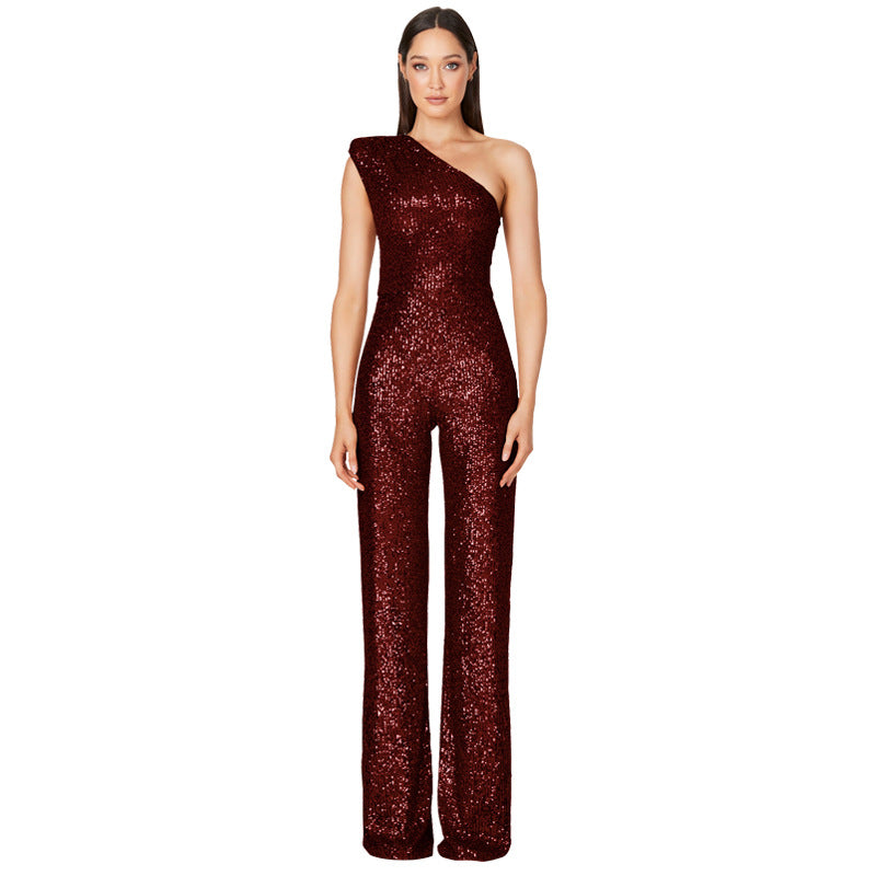 Women's Beautiful Popular Summer Sleeveless Sequined Jumpsuits