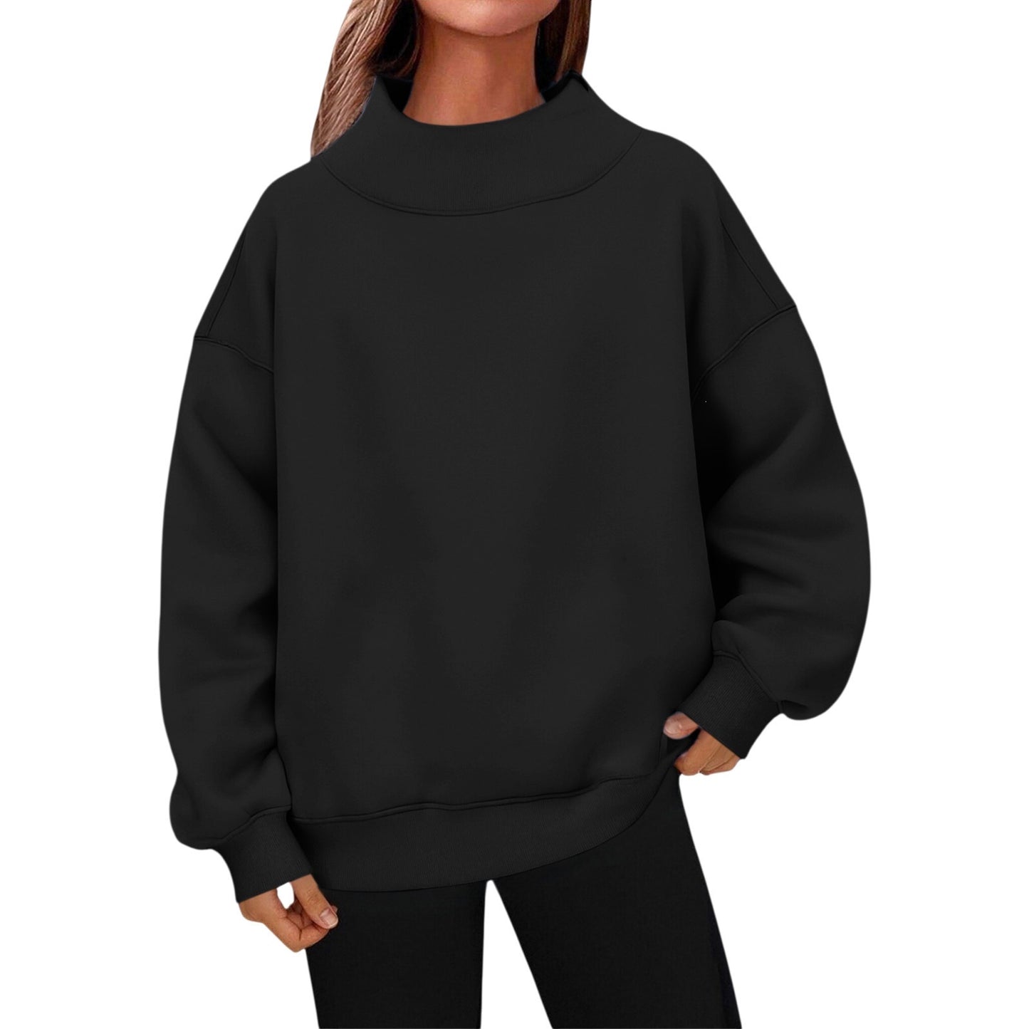 Women's Long-sleeved Turtleneck Pullover Sweatshirt Casual Veet Women's Sweater, Sweater