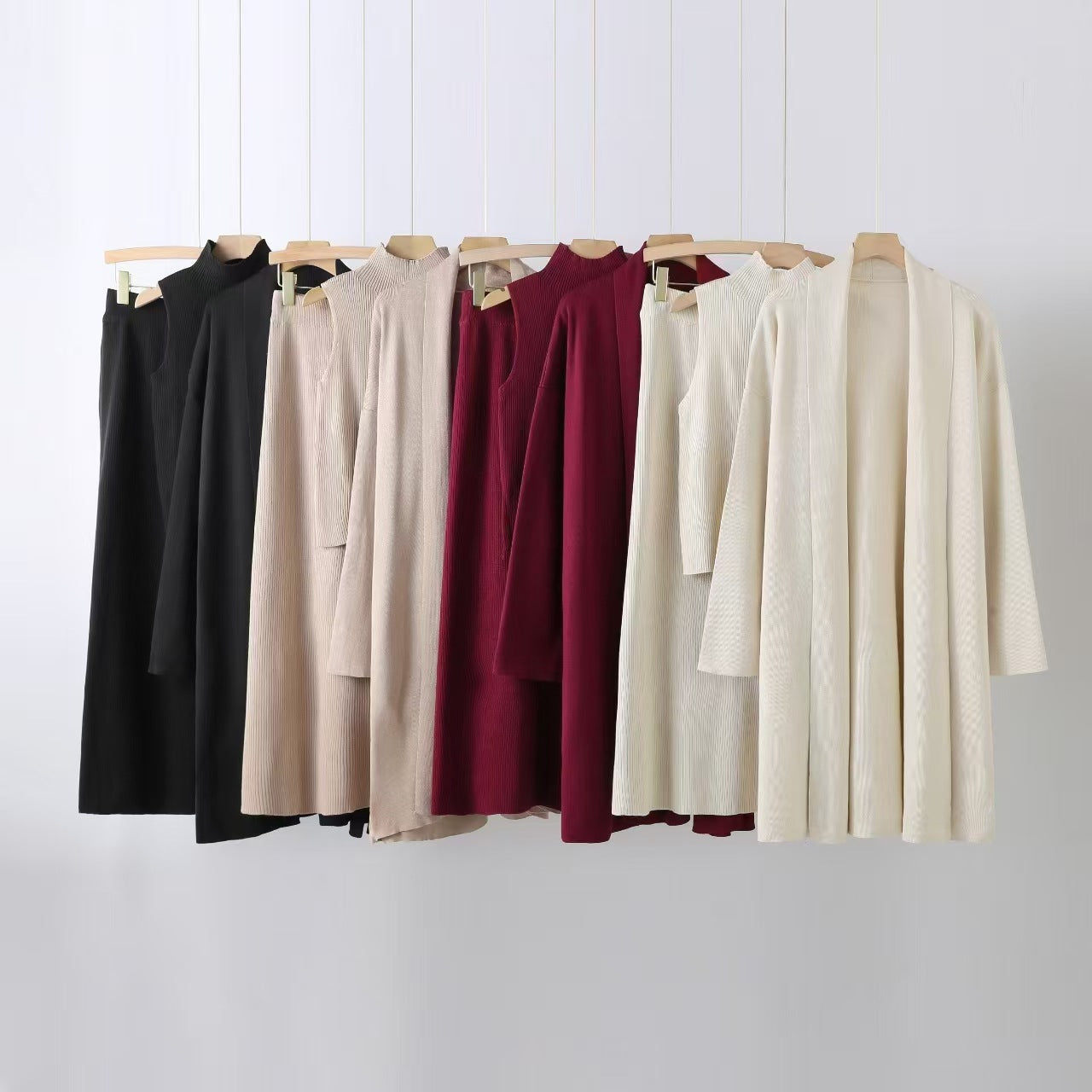Women's Autumn Lazy Loose Knitting Long Shawl Suits