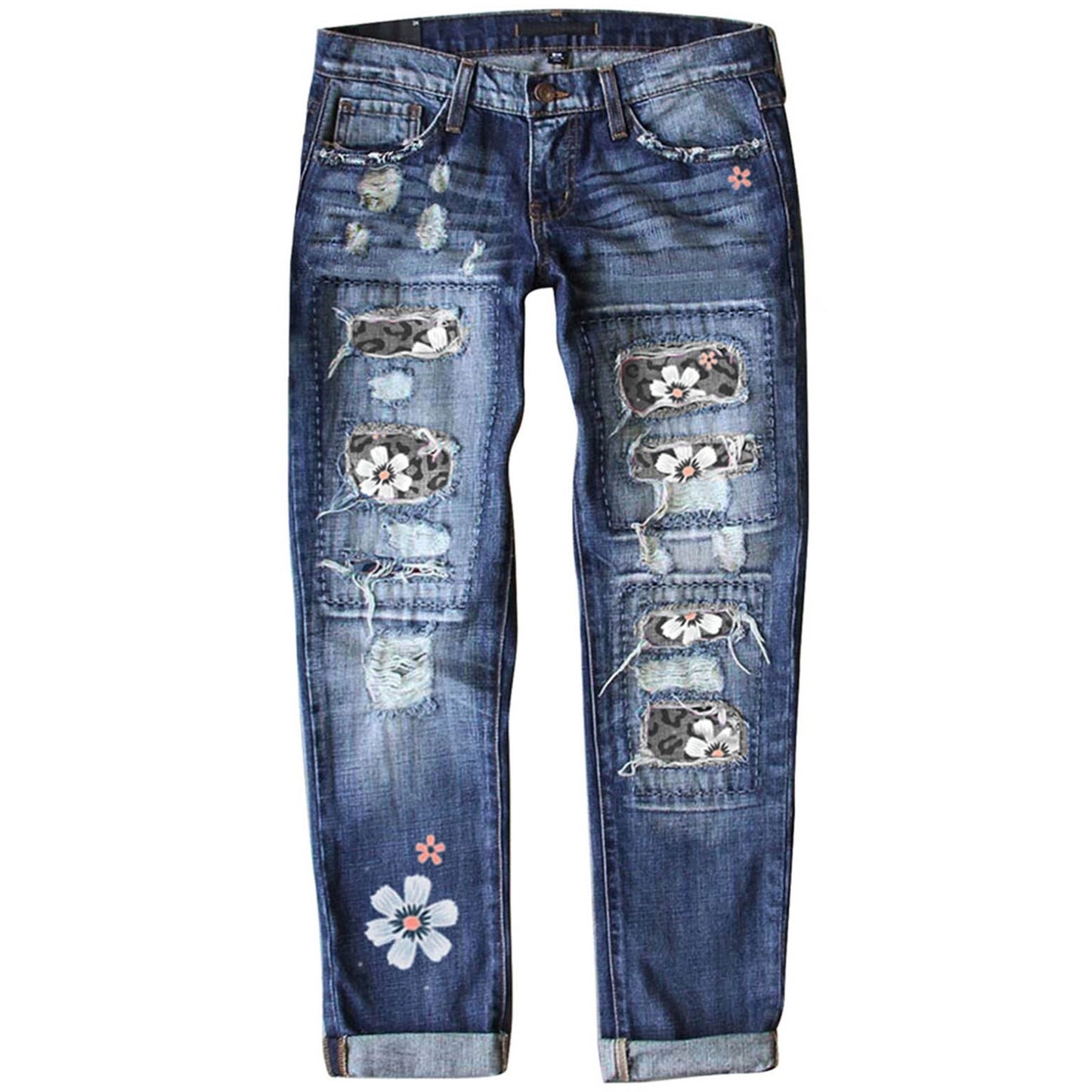 Women's Fashionable Printed Denim Trousers For Women's Jeans